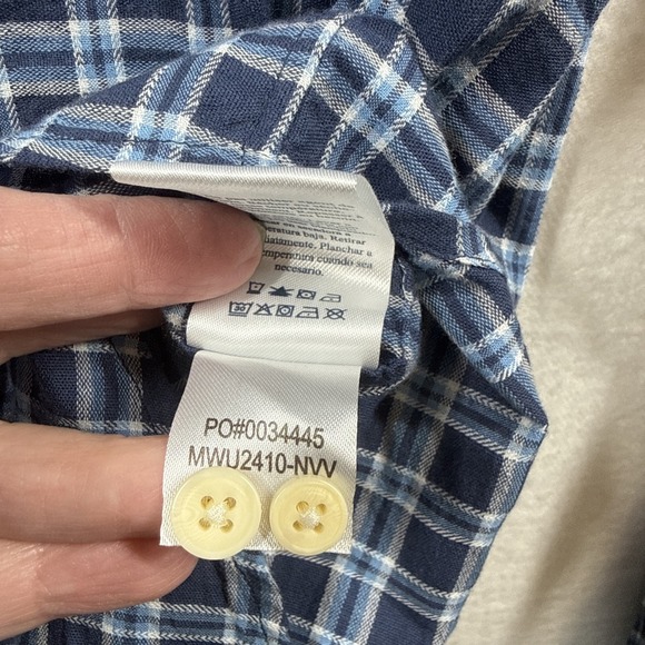 Faherty Tropical Cotton Shirt Mens M Blue Plaid Preppy Organic Cotton Huckberry - Picture 9 of 12